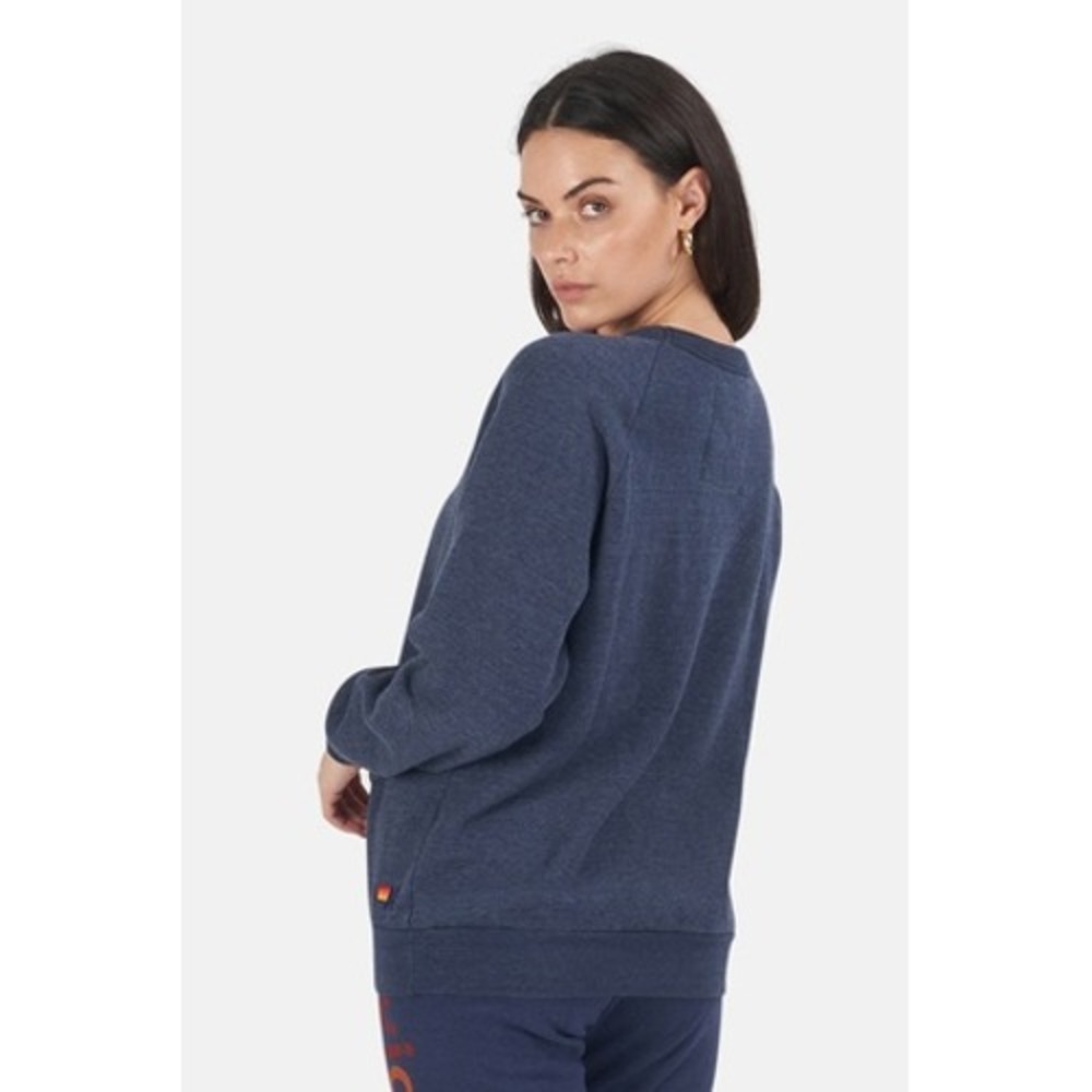 Aviator Nation Lightning Bolt Rainbow Sleeve Pullover Sweatshirt Navy Lounge XS - Picture 5 of 11